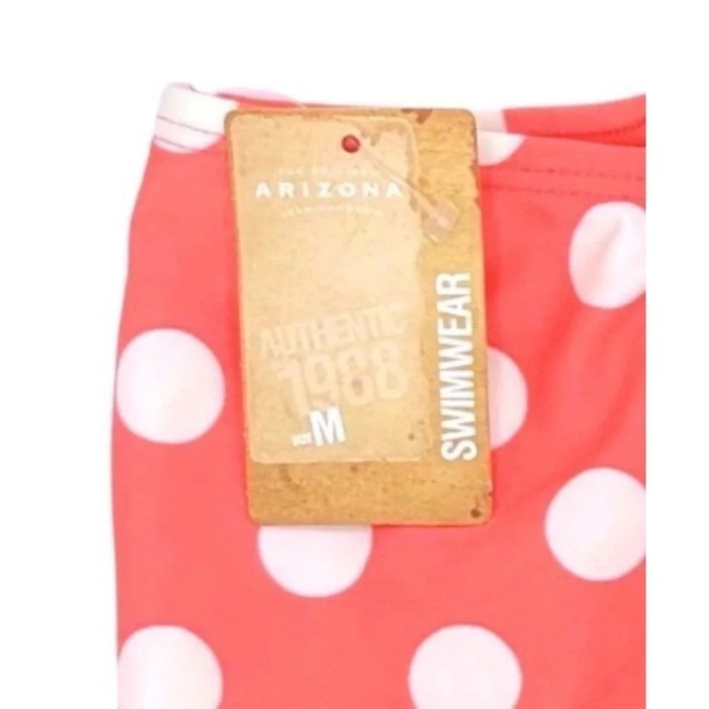 Arizona Polka Dot Bikini Bottom Women's Medium Coral‎ Pink Cute Swimwear NWT